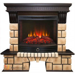 Электрокамин RealFlame Stone Brick 25.5 с очагом Sparta / Evrika 25,5 LED