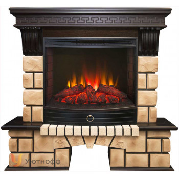 Электрокамин RealFlame Stone Brick 25.5 с очагом Sparta / Evrika 25,5 LED